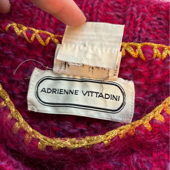 Adrienne Vittadini for Neiman Marcus Vintage Pink Sweater w/ Purple Pom Pom’s - Picture 10 of 11